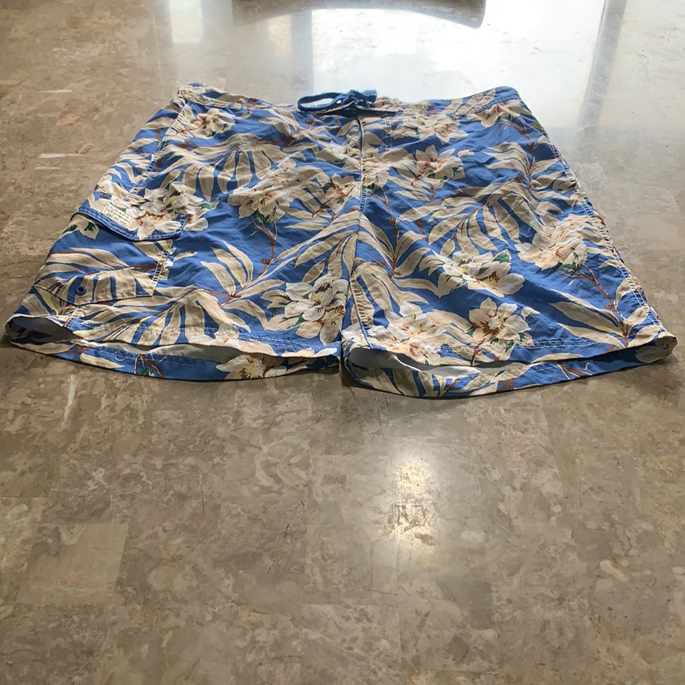 Chaps Est. 1978 Men's Blue Floral Multi Swim Trunks XXL J427